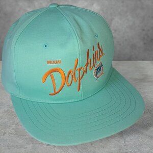 Vintage 90s 'Miami Dolphins' turquoise snapback hat
